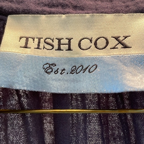 TISH COX Made in Dallas Texas . Navy bubble blouse . NEW w/o Tags . Oversized - Picture 2 of 4